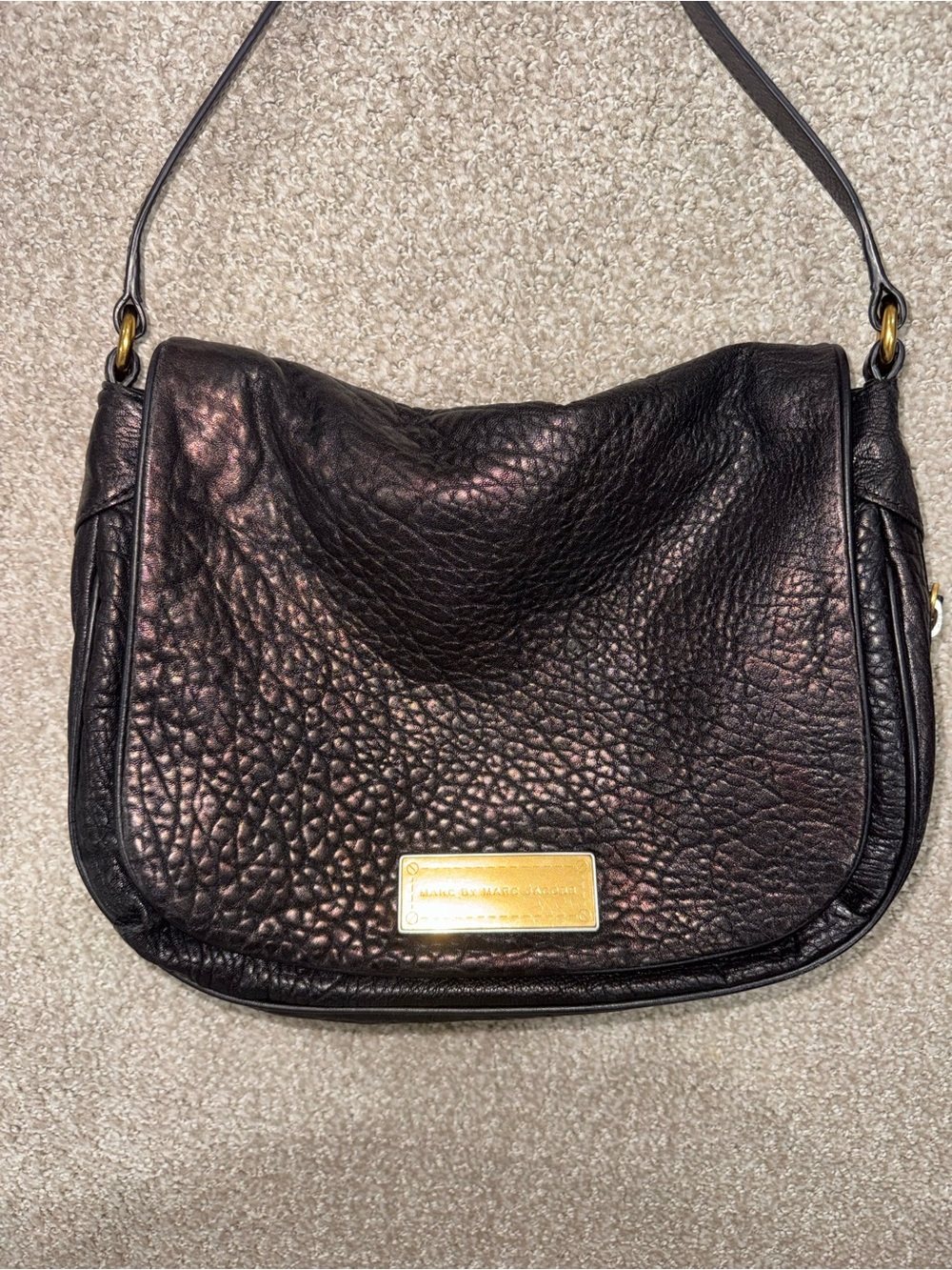 Marc By Marc Jacobs Black Pebbled Leather Shoulder Bag